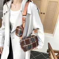 Women's Woolen Stripe Elegant Vacation Sewing Thread Square Zipper Shoulder Bag Bag Sets main image 5