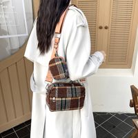 Women's Woolen Stripe Elegant Vacation Sewing Thread Square Zipper Shoulder Bag Bag Sets sku image 1