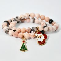 Cute Christmas Streetwear Christmas Tree Santa Claus Elk Natural Stone Bracelets In Bulk main image 4