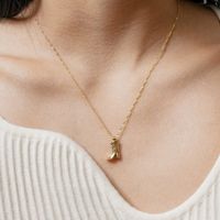 Cute Romantic Boots Copper 18k Gold Plated Pendant Necklace In Bulk sku image 1