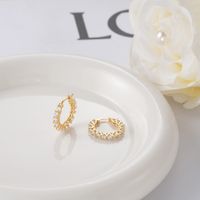 1 Pair Simple Style Solid Color Polishing Plating Inlay Sterling Silver Zircon 14k Gold Plated White Gold Plated Silver Plated Hoop Earrings main image 5