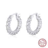 1 Paire Style Simple Couleur Unie Polissage Placage Incruster Argent Sterling Zircon Plaqué Or 14k Or Blanc Plaqué Plaqué Argent Boucles D'oreilles Cerceau sku image 1