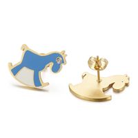 1 Pair Cute Basic Animal Plating Titanium Steel 18K Gold Plated Ear Studs sku image 21