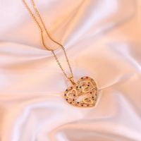 304 Stainless Steel 18K Gold Plated Simple Style Plating Inlay Heart Shape Zircon Pendant Necklace main image 2