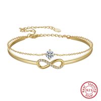 Modern Style Simple Style Infinity Solid Color Sterling Silver Plating 14k Gold Plated White Gold Plated Silver Plated Bracelets main image 6