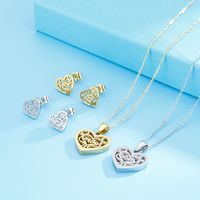 Stainless Steel Titanium Steel 18K Gold Plated Elegant Lady Heart Shape Earrings Necklace main image 4