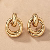 2 Pieces Simple Style Circle Round Plating Alloy Ferroalloy 14k Gold Plated Silver Plated Ear Studs sku image 3