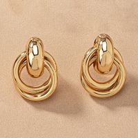 2 Pieces Simple Style Circle Round Plating Alloy Ferroalloy 14k Gold Plated Silver Plated Ear Studs sku image 4