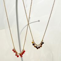 304 Stainless Steel Natural Stone Gold Plated Classical Artistic Plating Geometric Natural Stone Necklace main image 3