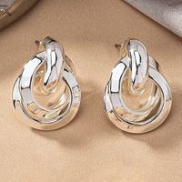 2 Pieces Simple Style Circle Round Plating Alloy Ferroalloy 14k Gold Plated Silver Plated Ear Studs sku image 6