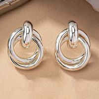 2 Pieces Simple Style Circle Round Plating Alloy Ferroalloy 14k Gold Plated Silver Plated Ear Studs sku image 7