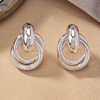 2 Pieces Simple Style Circle Round Plating Alloy Ferroalloy 14k Gold Plated Silver Plated Ear Studs sku image 8