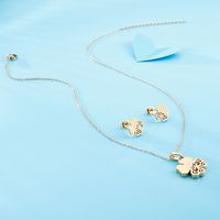 Stainless Steel Titanium Steel 18K Gold Plated Simple Style Commute Four Leaf Clover Earrings Necklace main image 5