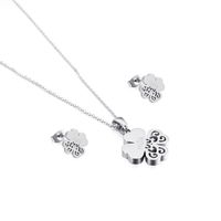 Stainless Steel Titanium Steel 18K Gold Plated Simple Style Commute Four Leaf Clover Earrings Necklace main image 2