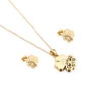 Stainless Steel Titanium Steel 18K Gold Plated Simple Style Commute Four Leaf Clover Earrings Necklace sku image 2