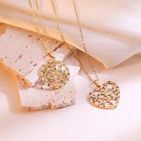 Titanium Steel 18K Gold Plated Simple Style Plating Inlay Heart Shape Zircon Pendant Necklace main image 4