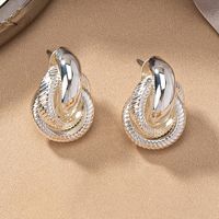 2 Pieces Simple Style Commute Circle Round Plating Alloy Ferroalloy 14k Gold Plated Silver Plated Ear Studs sku image 2