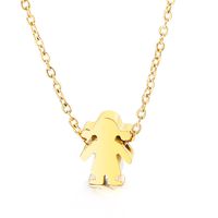 Stainless Steel Titanium Steel 18K Gold Plated Streetwear Plating Doll Pendant Necklace sku image 4