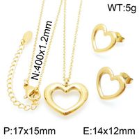 Stainless Steel Titanium Steel 18K Gold Plated Basic Plating Heart Shape Jewelry Set sku image 4