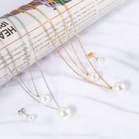 Stainless Steel 18K Gold Plated Lady Simple Style Solid Color Earrings Necklace main image 1