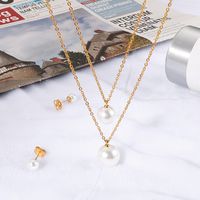 Stainless Steel 18K Gold Plated Lady Simple Style Solid Color Earrings Necklace main image 4