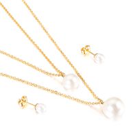 Stainless Steel 18K Gold Plated Lady Simple Style Solid Color Earrings Necklace sku image 4