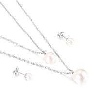 Stainless Steel 18K Gold Plated Lady Simple Style Solid Color Earrings Necklace sku image 1