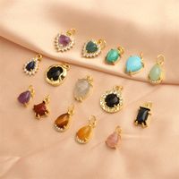Simple Style Oval Water Droplets Heart Shape Stone Copper Plating Inlay Zircon 18k Gold Plated Charms main image 1