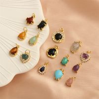 Simple Style Oval Water Droplets Heart Shape Stone Copper Plating Inlay Zircon 18k Gold Plated Charms main image 10