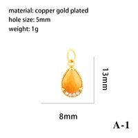 Simple Style Oval Water Droplets Heart Shape Stone Copper Plating Inlay Zircon 18k Gold Plated Charms sku image 3