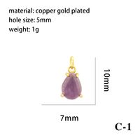 Simple Style Oval Water Droplets Heart Shape Stone Copper Plating Inlay Zircon 18k Gold Plated Charms sku image 13