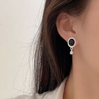 1 Pair Simple Style Classic Style Oval Plating Inlay Sterling Silver Agate Silver Plated Drop Earrings main image 5