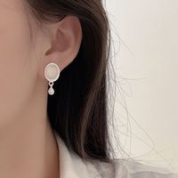 1 Pair Simple Style Classic Style Oval Plating Inlay Sterling Silver Agate Silver Plated Drop Earrings main image 2