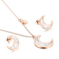 Stainless Steel Titanium Steel 18K Gold Plated Simple Style Classic Style Star Moon Earrings Necklace main image 2