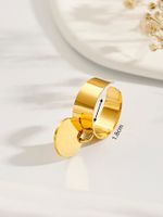 304 Stainless Steel 14K Gold Plated Simple Style Classic Style Plating Solid Color Charm Rings main image 9