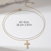 Vintage Style Cross Stainless Steel Copper Plating Inlay Zircon Gold Plated Pendant Necklace main image 4