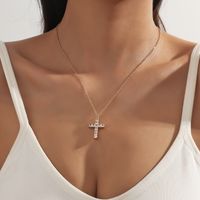 Vintage Style Cross Stainless Steel Copper Plating Inlay Zircon Gold Plated Pendant Necklace main image 2