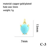 Simple Style Oval Water Droplets Heart Shape Stone Copper Plating Inlay Zircon 18k Gold Plated Charms sku image 7