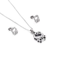 Stainless Steel Titanium Steel 18K Gold Plated Cute Plating Cat Earrings Necklace main image 5
