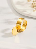 304 Stainless Steel 14K Gold Plated Simple Style Classic Style Plating Solid Color Charm Rings sku image 2