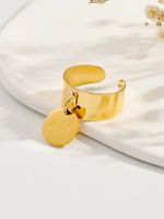 304 Stainless Steel 14K Gold Plated Simple Style Classic Style Plating Solid Color Charm Rings main image 1