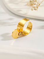 304 Stainless Steel 14K Gold Plated Simple Style Classic Style Plating Solid Color Charm Rings main image 5