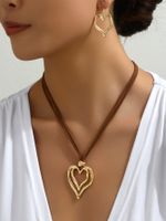 Vintage Style Heart Shape Pu Leather Alloy Women's Jewelry Set sku image 1