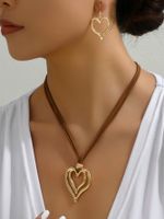 Vintage Style Heart Shape Pu Leather Alloy Women's Jewelry Set main image 5