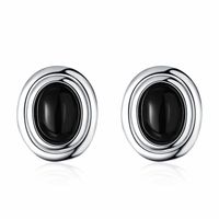 1 Pair Simple Style Classic Style Round Plating Inlay Sterling Silver Agate 24k Gold Plated White Gold Plated Ear Studs main image 2