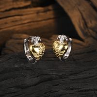 1 Paar Einfacher Stil Pendeln Herzform Überzug Sterling Silber 24 Karat Vergoldet Weißgold Plattiert Ohrringe main image 1