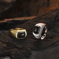 Simple Style Commute Square Sterling Silver Plating Inlay Agate 24k Gold Plated White Gold Plated Women's Rings main image 1