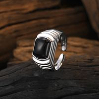 Simple Style Commute Square Sterling Silver Plating Inlay Agate 24k Gold Plated White Gold Plated Women's Rings main image 4