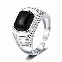 Simple Style Commute Square Sterling Silver Plating Inlay Agate 24k Gold Plated White Gold Plated Women's Rings main image 2
