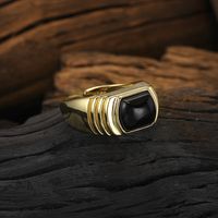 Simple Style Commute Square Sterling Silver Plating Inlay Agate 24k Gold Plated White Gold Plated Women's Rings sku image 1